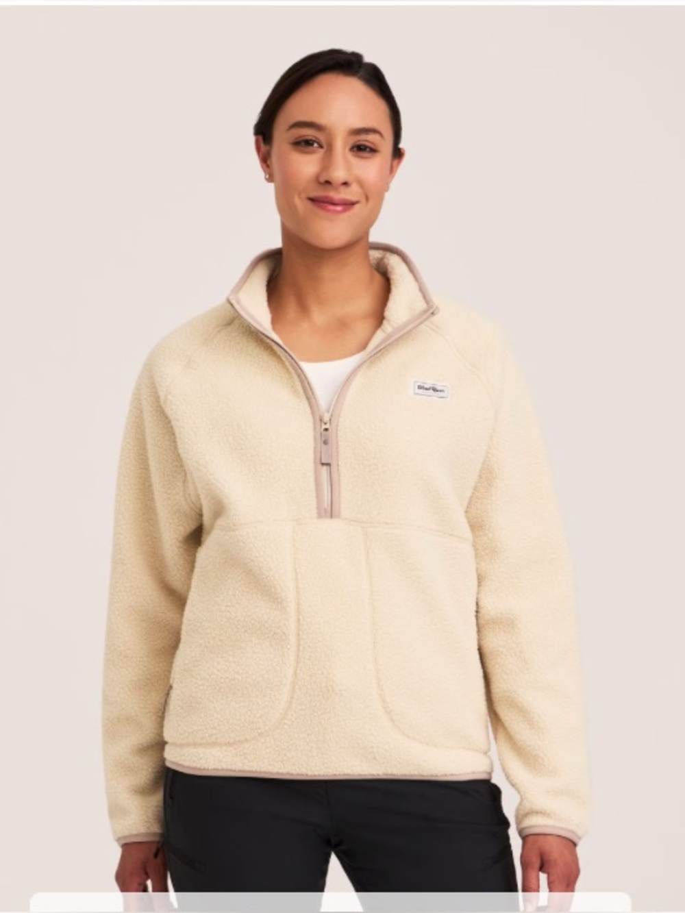 Cream Half-Zip Teddy Fleece Pullover